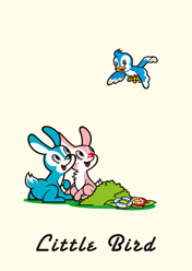Blue birds and two rabbits / 青い小鳥と２匹のウサギ